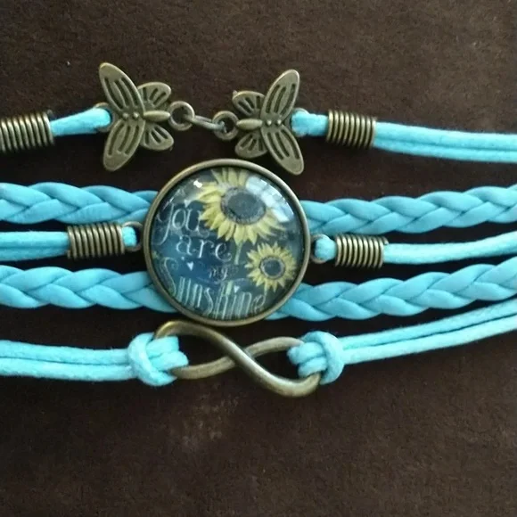 NWT butterfly, sunflower, infinity symbol braided leather bracelet - Picture 4 of 4